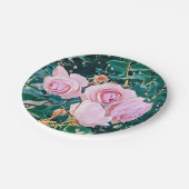 luxe romantic flowers botanical wallpaper ペーパープレート (アングル)