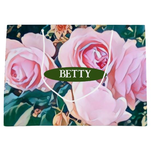 luxe romantic flowers botanical wallpaper ラージペーパーバッグ (正面)