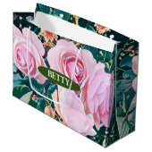 luxe romantic flowers botanical wallpaper ラージペーパーバッグ (正面アングル)