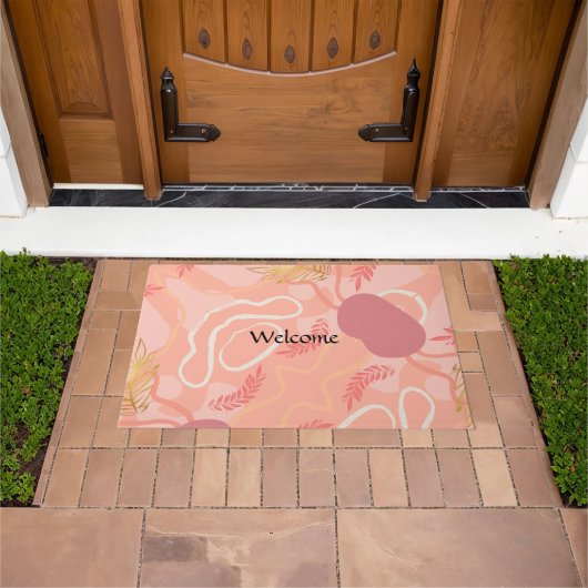 Luxe romantinc peach fuzz baby girl ドアマット (室外)