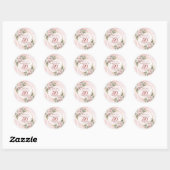 Luxe Rose Gold Floral 50th Birthday Party Stickers ラウンドシール (シート)