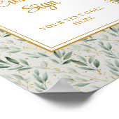 Luxe Sage Green Gold Foliage Wedding Custom Poster ポスター (角)
