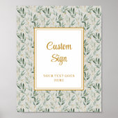 Luxe Sage Green Gold Foliage Wedding Custom Poster ポスター (正面)