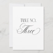 Luxe Script 5x7 ウェディングテーブルナンバー3 サイン 招待状 (正面)