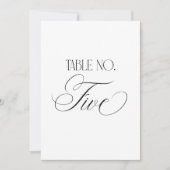 Luxe Script 5x7 ウェディングテーブルナンバー5 サイン 招待状 (正面)
