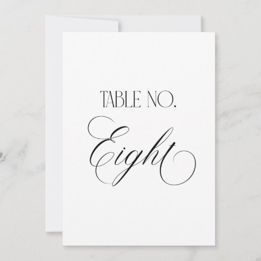 Luxe Script 5x7 Wedding Table Number Eight Sign 招待状 (裏面)
