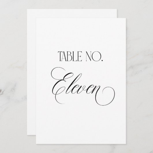 Luxe Script 5x7 Wedding Table Number Eleven Sign 招待状 (正面/裏面)