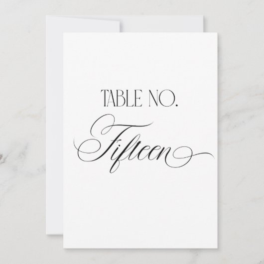 Luxe Script 5x7 Wedding Table Number Fifteen Sign 招待状 (正面)