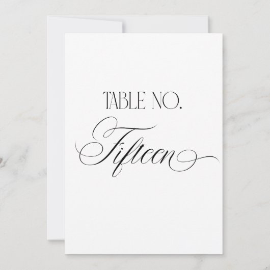 Luxe Script 5x7 Wedding Table Number Fifteen Sign 招待状 (裏面)