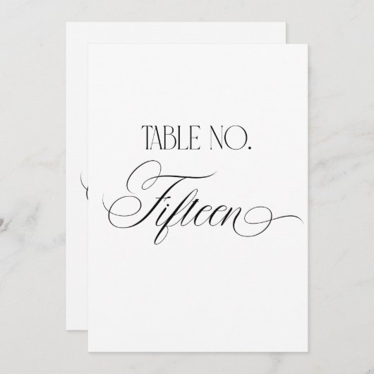 Luxe Script 5x7 Wedding Table Number Fifteen Sign 招待状 (正面/裏面)