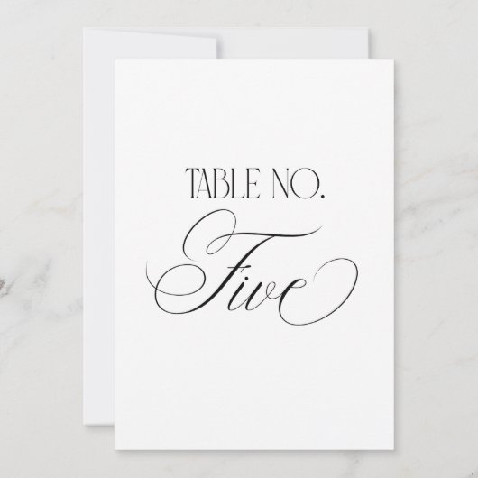 Luxe Script 5x7 Wedding Table Number Five Sign 招待状 (裏面)