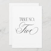 Luxe Script 5x7 Wedding Table Number Five Sign 招待状 (正面/裏面)