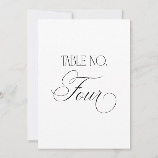 Luxe Script 5x7 Wedding Table Number Four Sign 招待状 (正面)