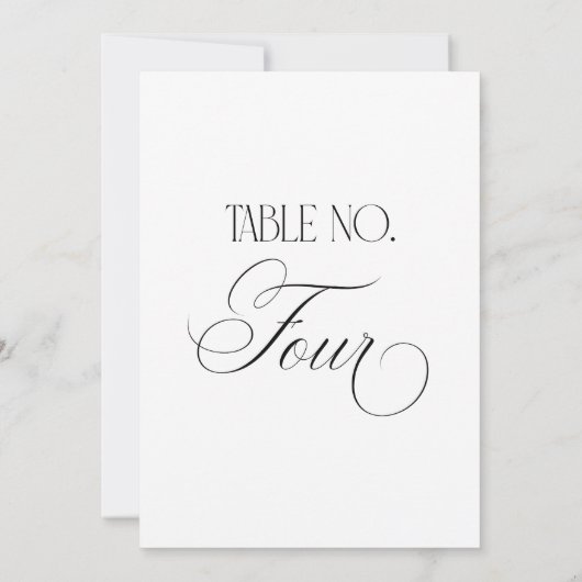 Luxe Script 5x7 Wedding Table Number Four Sign 招待状 (裏面)