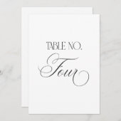 Luxe Script 5x7 Wedding Table Number Four Sign 招待状 (正面/裏面)