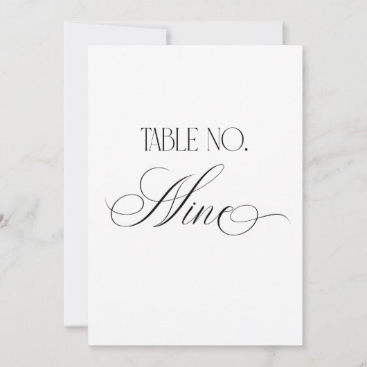 Luxe Script 5x7 Wedding Table Number Nine Sign 招待状 (裏面)