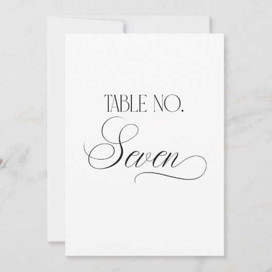 Luxe Script 5x7 Wedding Table Number Seven Sign 招待状 (正面)
