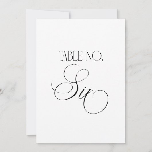 Luxe Script 5x7 Wedding Table Number Six Sign 招待状 (裏面)