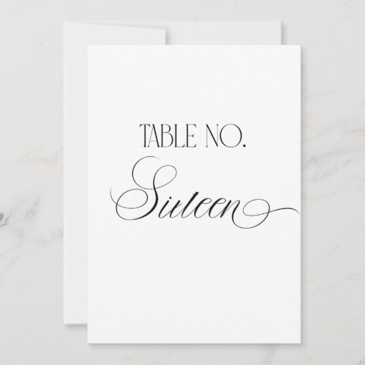 Luxe Script 5x7 Wedding Table Number Sixteen Sign 招待状 (正面)