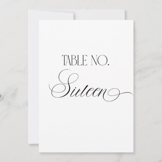 Luxe Script 5x7 Wedding Table Number Sixteen Sign 招待状 (裏面)