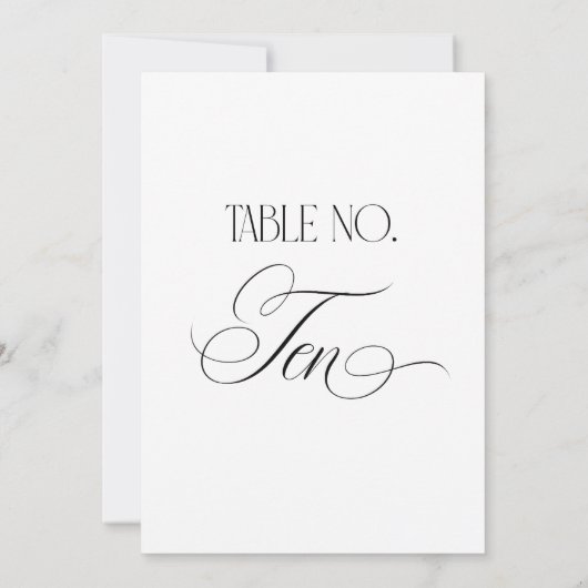Luxe Script 5x7 Wedding Table Number Ten Sign 招待状 (裏面)