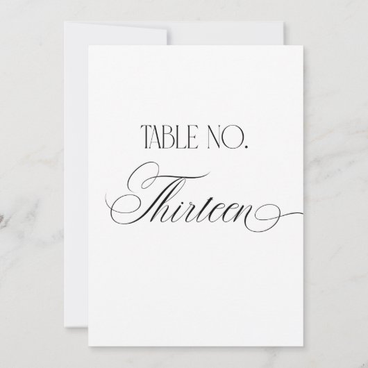 Luxe Script 5x7 Wedding Table Number Thirteen Sign 招待状 (裏面)