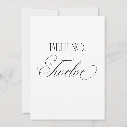 Luxe Script 5x7 Wedding Table Number Twelve Sign 招待状 (裏面)