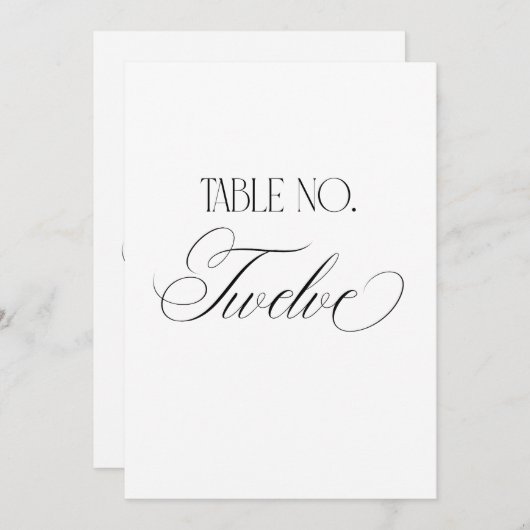 Luxe Script 5x7 Wedding Table Number Twelve Sign 招待状 (正面/裏面)