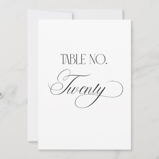 Luxe Script 5x7 Wedding Table Number Twenty Sign 招待状 (正面)