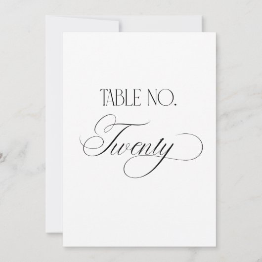 Luxe Script 5x7 Wedding Table Number Twenty Sign 招待状 (裏面)