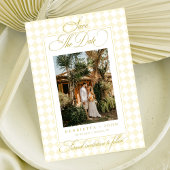 Luxe Script Citrus Yellow Refined Summer Wedding セーブザデート