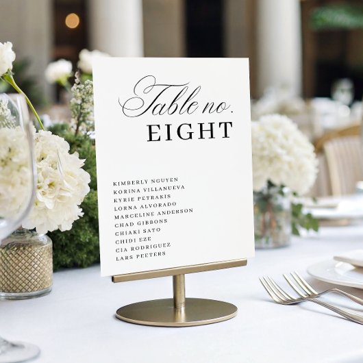 Luxe Script Seating Chart Names Elegant Wedding テーブルナンバー