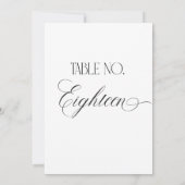 Luxe Script Wedding Table Number Eighteen Sign 招待状 (裏面)