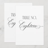 Luxe Script Wedding Table Number Eighteen Sign 招待状 (正面/裏面)