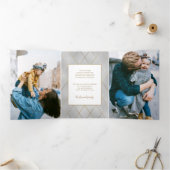 Luxe Silver、斜めお洒落金ゴールド線の写真 三つ折りクリスマスカード (内部)