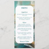 Luxe Turquoise and Gold Brushstrokes Menu メニュー (正面)
