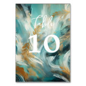 Luxe Turquoise Gold Brushstrokes テーブルナンバー (裏面)