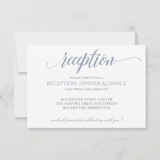 Luxe Typography Reception Card | ダスティブルーグレー 招待状 (正面)
