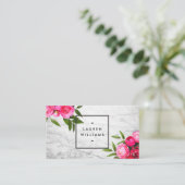 Luxe Waterカラーはっきりしたバラオン大理石 名刺 (スタンド正面)