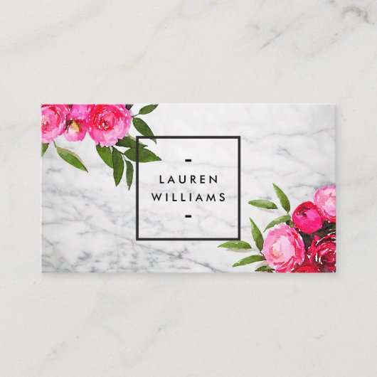 Luxe Waterカラーはっきりしたバラオン大理石 名刺 (正面)