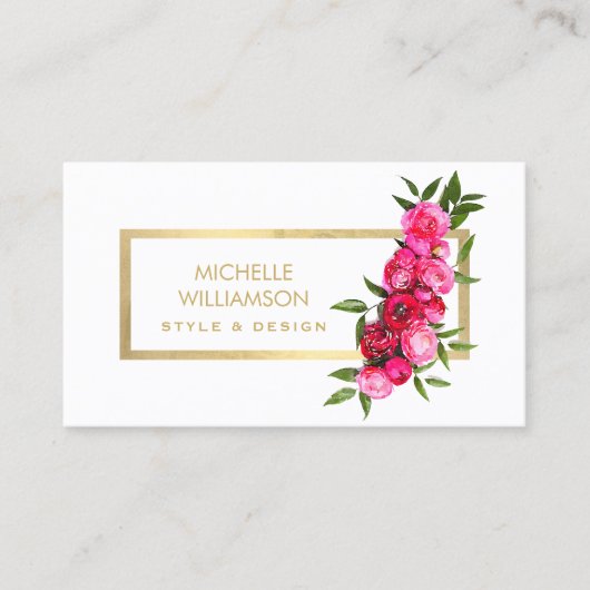 Luxe Waterカラーバラ金ゴールド/白 名刺 (正面)