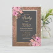 Luxe Waterカラー開花:モダン Baby Shower 招待状 (スタンド正面)