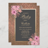 Luxe Waterカラー開花:モダン Baby Shower 招待状 (正面/裏面)