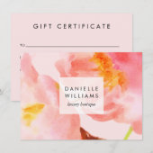 Luxe Water Color Pink花模様商品券 (正面/裏面)