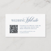 Luxe White and Dusty Blue Wedding Website QR Code エンクロージャーカード (正面)