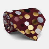  Luxe Wine Red with Gold & Silver Dot  ネクタイ (ロール)