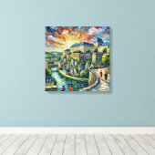 Luxembourg City Fortress Panoramic Stretched Canva キャンバスプリント (インサイチュ (ウッドフロア))