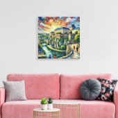 Luxembourg City Fortress Panoramic Stretched Canva キャンバスプリント (インサイチュ (リビング))