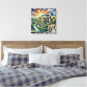 Luxembourg City Fortress Panoramic Stretched Canva キャンバスプリント (インサイチュ (寝室))