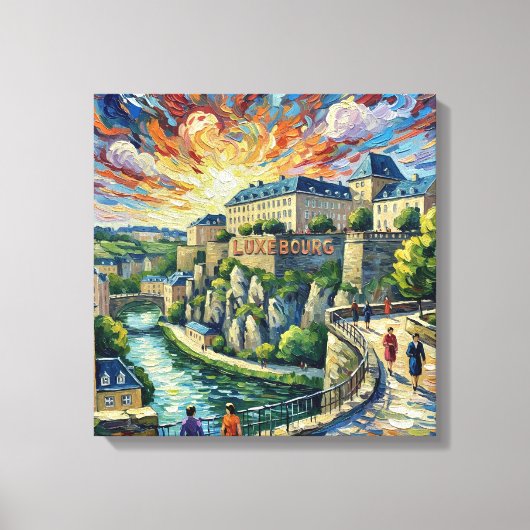 Luxembourg City Fortress Panoramic Stretched Canva キャンバスプリント (正面)